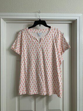 Liz Claiborne Women's White and Peach Color Blouse, Size XXL (NWT)